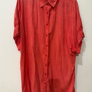 Red tunic blouse